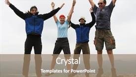  Presentation with people - Cool new presentation theme with four jumping people backdrop and a coral colored foreground