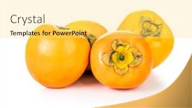  Presentation with fruit - Theme with four-kaki-fruit-on-white background and a yellow colored foreground