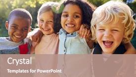  Presentation with kids garden - Amazing slide set having four kids hanging out together backdrop and a coral colored foreground