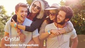  Presentation with music festival silhouette bank - Slide set having their way to music festival background and a coral colored foreground