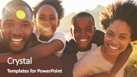  Presentation with children parents - Colorful PPT layouts enhanced with portrait of parents giving children piggybacks by the sea backdrop and a tawny brown colored foreground