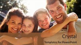  Presentation with children parents - Amazing slide set having portrait of parents giving children backdrop and a red colored foreground