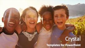  Presentation with children - Audience pleasing slide deck consisting of african girl - portrait of smiling children standing backdrop and a tawny brown colored foreground