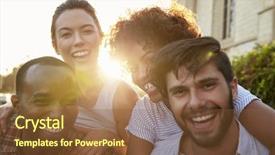  Presentation with street - Slide deck featuring millinial - two happy young adult couples background and a tawny brown colored foreground