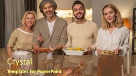  Presentation with generations - Theme having four-members-of-cheerful-family background and a tawny brown colored foreground