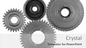  Presentation with plain - PPT layouts enhanced with four-metal-gears-on-plain background and a light gray colored foreground