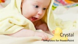  Presentation with rubber duck - Colorful PPT theme enhanced with four month baby girl playing with rubber duck backdrop and a lemonade colored foreground