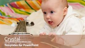  Presentation with bass guitar - PPT layouts enhanced with four month baby girl and the bass guitar background and a coral colored foreground