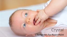  Presentation with blue eyes - Audience pleasing slide deck consisting of four months old baby with blue eyes backdrop and a coral colored foreground