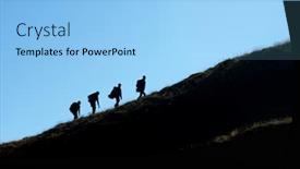  Presentation with spain - Slides consisting of four-mountaineers-ascending-a-grassy background and a light blue colored foreground