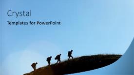  Presentation with spain - PPT theme featuring four-mountaineers-ascending-a-grassy background and a light blue colored foreground