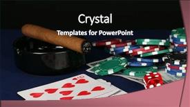  Presentation with poker chips - Amazing theme having four of a kind on a blue poker table with dollars playing cards and poker chips backdrop and a black colored foreground