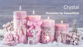  Presentation with christmas advent - PPT layouts featuring four pink christmas candle for advent background and a gray colored foreground