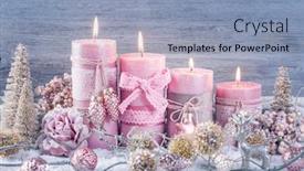  Presentation with christmas advent - Slide deck with four pink christmas candle for advent background and a light blue colored foreground