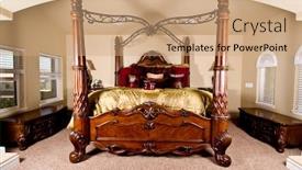  Presentation with poster - Cool new slide set with four poster bed in a luxurious master bedroom backdrop and a coral colored foreground