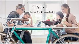  Presentation with commuter - Amazing PPT theme having four proficient freelancers and independent backdrop and a soft green colored foreground