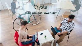  Presentation with commuter - PPT layouts with four proficient freelancers and independent background and a sky blue colored foreground