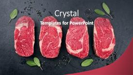  Presentation with dry eye - Presentation theme featuring four-raw-dry-aged-wagyu background and a dark gray colored foreground