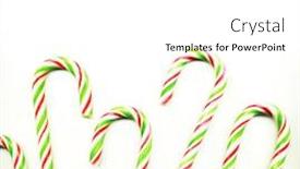  Presentation with candy canes - Presentation consisting of four red and green christmas candy canes isolated on white real photo background and a white colored foreground