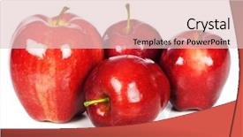  Presentation with pure white - Slides with four red apples in different sizes on a pure white background background and a lemonade colored foreground
