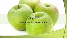  Presentation with green apples - Slides having four ripe green apples isolated on white background and a yellow colored foreground