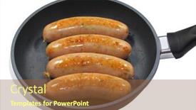  Presentation with cooking - Beautiful presentation design featuring four-sausage-links-cooking backdrop and a tawny brown colored foreground