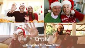  Presentation with environmental health during covid 19 - Colorful PPT theme enhanced with four-screens-showing-people-wearing backdrop and a coral colored foreground