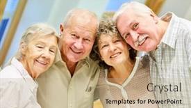  Presentation with retirement - Theme consisting of four-senior-citizens-as-pensioners background and a coral colored foreground
