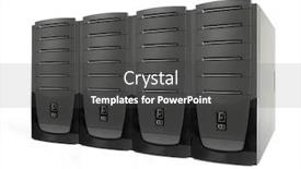  Presentation with towers - Colorful presentation enhanced with four server towers backdrop and a dark gray colored foreground