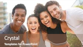  Presentation with fun - Slide deck featuring four sessons - group of atheltic people having background and a tawny brown colored foreground