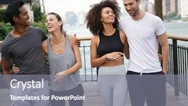  Presentation with big group people - Beautiful theme featuring four sessons - group of atheltic people having backdrop and a gray colored foreground