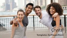  Presentation with group of people praying to god - PPT theme enhanced with four sessons - group of atheltic people having background and a light gray colored foreground