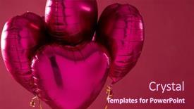  Presentation with romance pink - Slide deck with four-shiny-pink-heart-shaped background and a violet colored foreground