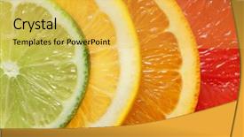  Presentation with citrus - Presentation design enhanced with four slices of citrus fruits background and a yellow colored foreground