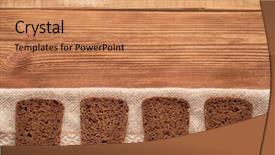  Presentation with gluten free bread on wooden - Slide deck consisting of four slices of rye bread background and a coral colored foreground
