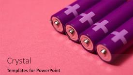  Presentation with batteries - Colorful slide deck enhanced with four-small-batteries backdrop and a coral colored foreground