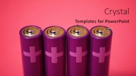  Presentation with batteries - Amazing slide deck having four-small-batteries backdrop and a coral colored foreground