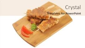  Presentation with chicken - Audience pleasing theme consisting of four-spicy-chicken-skewers backdrop and a yellow colored foreground