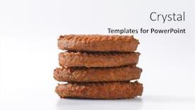  Presentation with burgers - Slides consisting of four stacked beef burgers background and a sky blue colored foreground