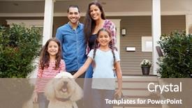  Presentation with dog house - Amazing PPT layouts having four steps - portrait of family standing backdrop and a coral colored foreground