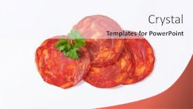  Presentation with chorizo - Presentation theme having four-thin-slices-of-spanish background and a sky blue colored foreground