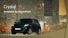  Presentation with brick wall - Slide deck consisting of four wheel drive - 3 4 view of modern background and a tawny brown colored foreground
