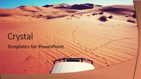  Presentation with driving road - Presentation theme featuring four wheel drive - 4x4 vehicle driving off road background and a coral colored foreground