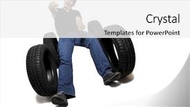  Presentation with tires - Slides having four wheel drive - driving new tires on white background and a white colored foreground