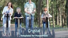  Presentation with wheel - Cool new presentation theme with four wheel drive - happy family having fun together backdrop and a ocean colored foreground