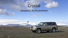  Presentation with parking lot - Presentation theme having four wheel drive - parking lot in the middle background and a light blue colored foreground