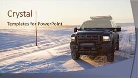  Presentation with rural road - Audience pleasing presentation consisting of four wheel drive - truck on ice covered road backdrop and a lemonade colored foreground