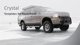  Presentation with green roof - Presentation design featuring four-wheel-drive-truck background and a light gray colored foreground