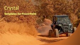  Presentation with arizona desert - Theme having four-wheel-utility-vehicle-runs background and a tawny brown colored foreground