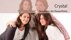  Presentation with generations - Colorful PPT theme enhanced with four women of different generations backdrop and a coral colored foreground